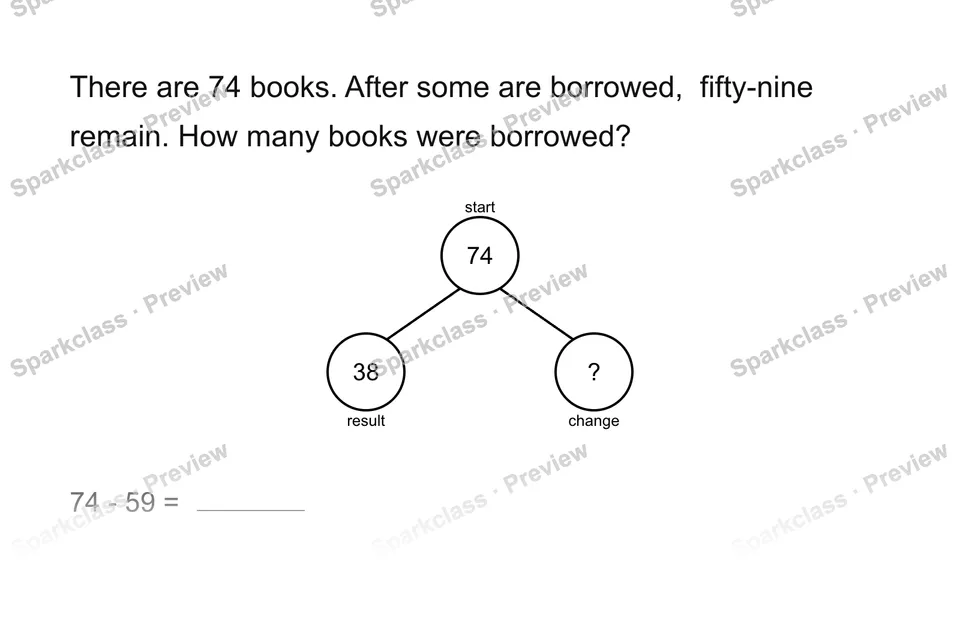 Find the unknown change — Grade 2 problem preview