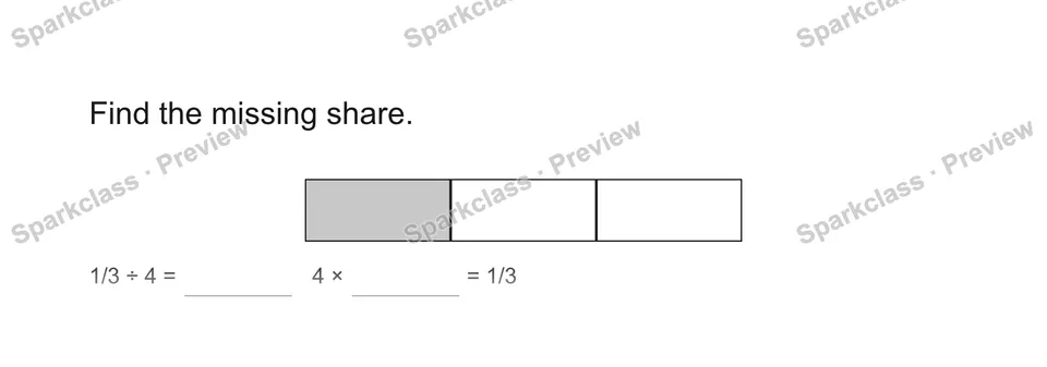 Find the missing share. — Grade 5 problem preview