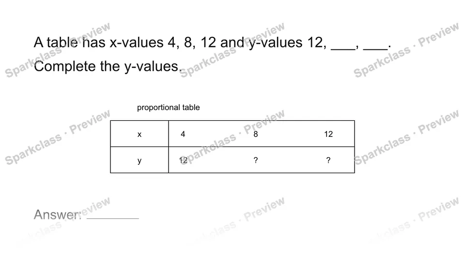 Extend a proportional table — Grade 7 problem preview