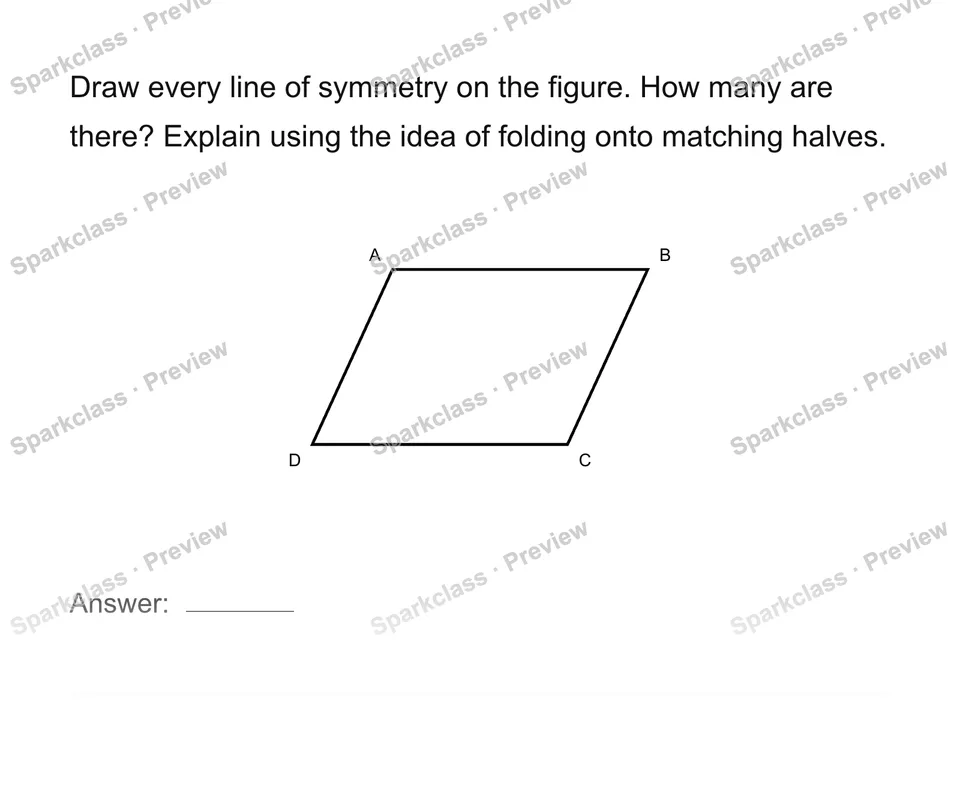 Identify and draw symmetry lines — Grade 4 problem preview