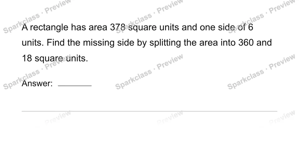 Connect division to area — Grade 4 problem preview