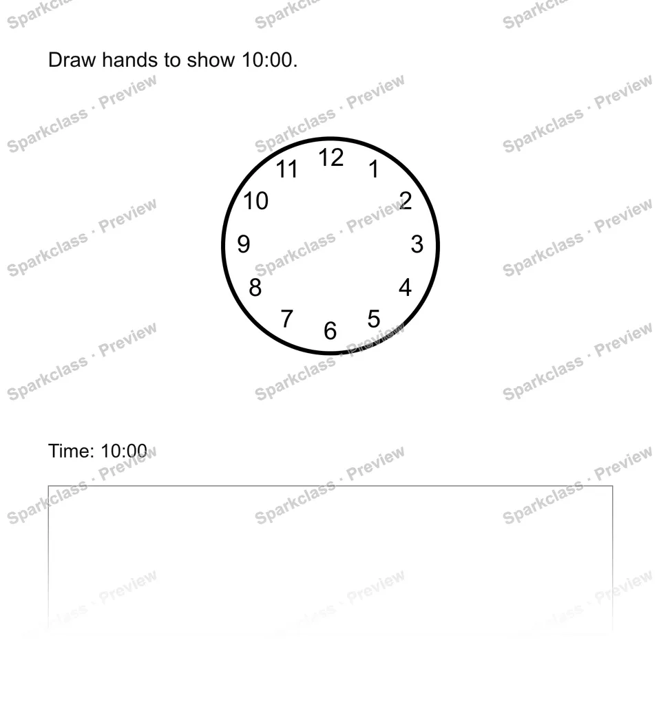 Draw the hands — Grade 1 problem preview