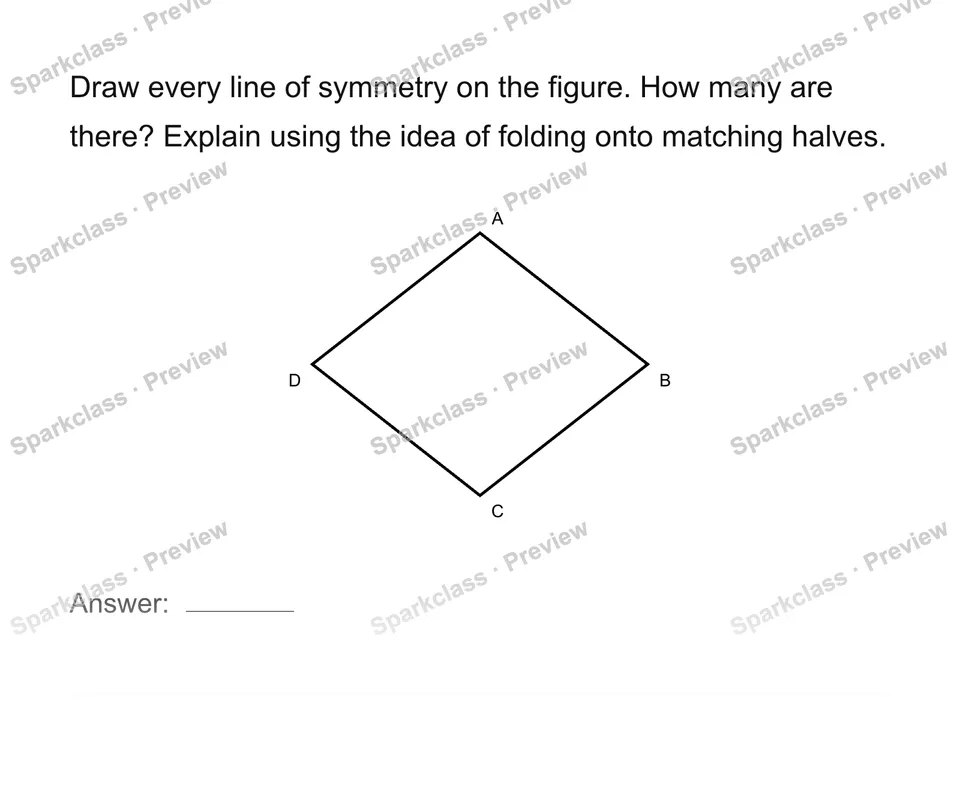 Identify and draw symmetry lines — Grade 4 problem preview