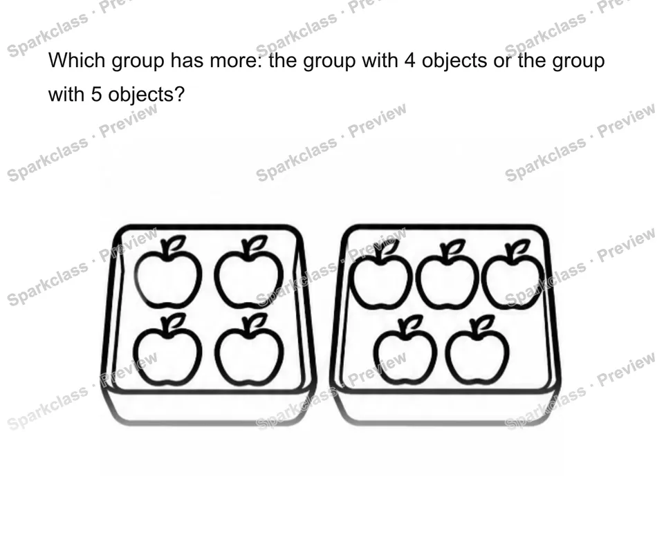Compare groups more/fewer/same — Kindergarten problem preview
