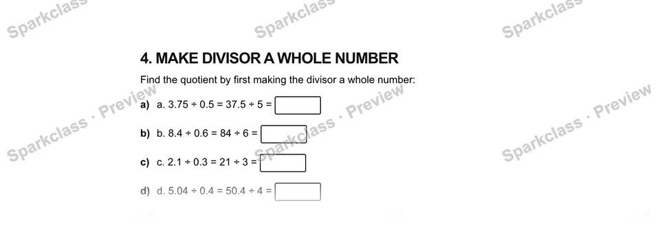 4.Make divisor a whole number — Grade 5 problem preview