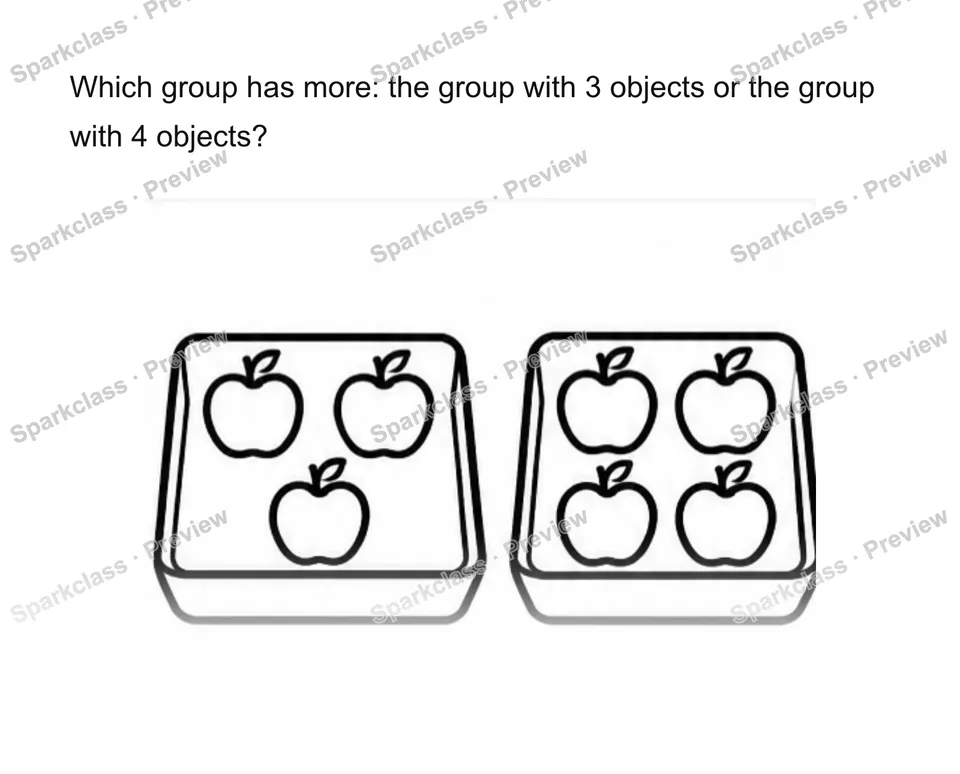 Compare groups more/fewer/same — Kindergarten problem preview