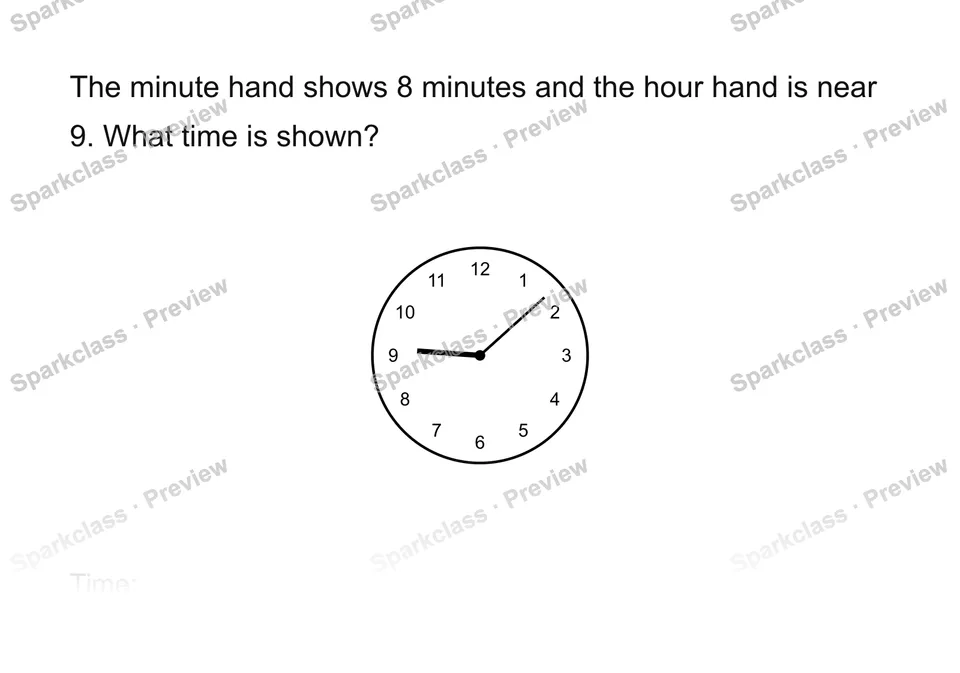Read time to the minute — Grade 3 problem preview
