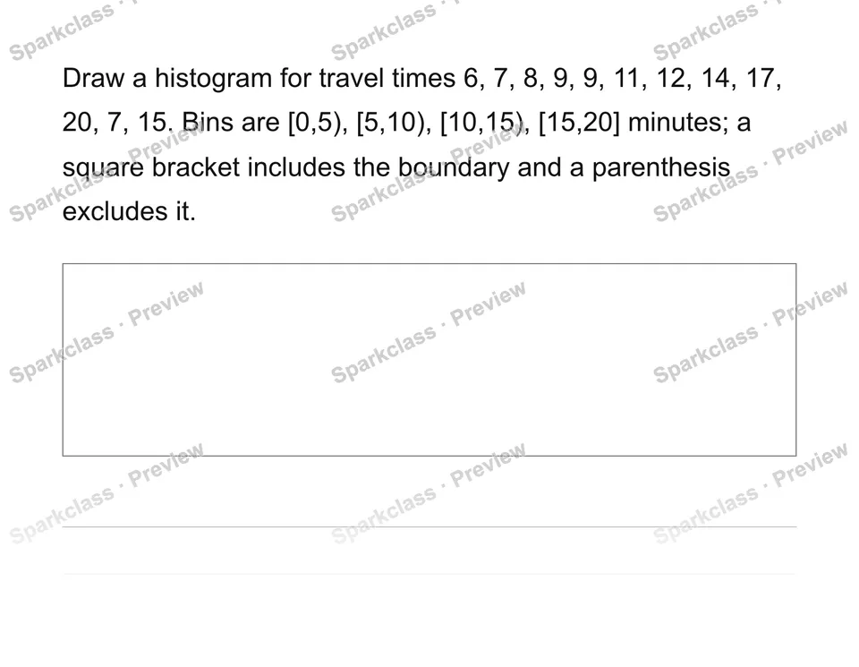 Construct and interpret equal-width histograms — Grade 6 problem preview
