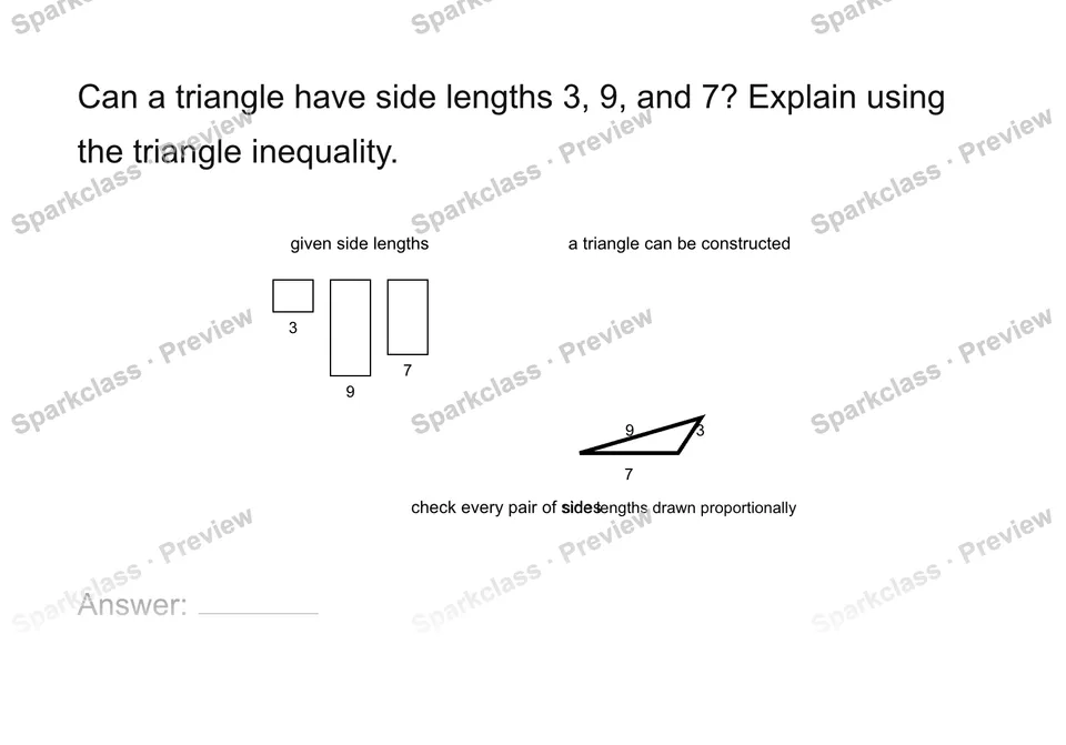 Test triangle existence — Grade 7 problem preview