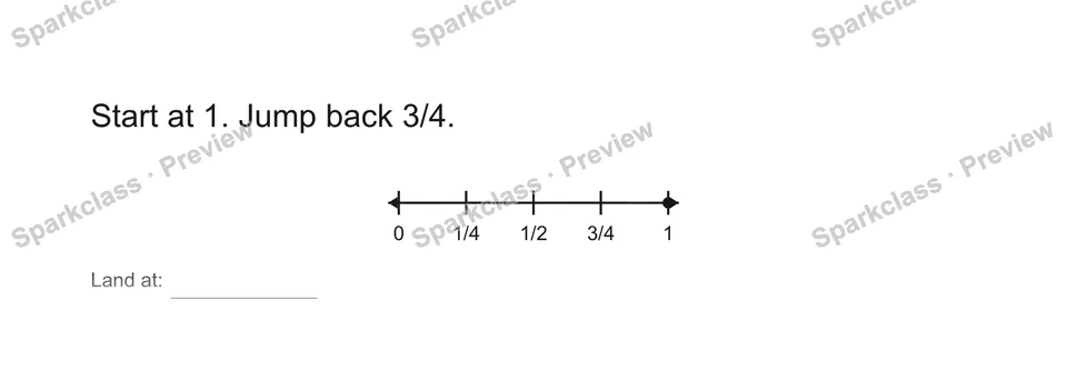 Start at 1. Jump back 3/4. — Grade 5 problem preview