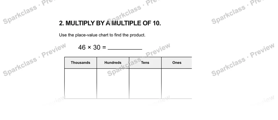 2Multiply by a multiple of 10. — Grade 5 problem preview