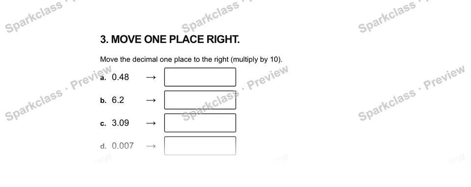 3Move one place right. — Grade 5 problem preview