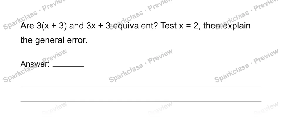 Generate and justify equivalent expressions — Grade 6 problem preview