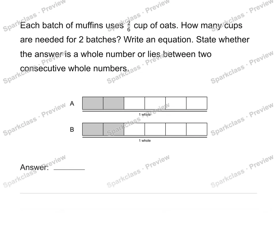 Solve fraction multiplication stories — Grade 4 problem preview