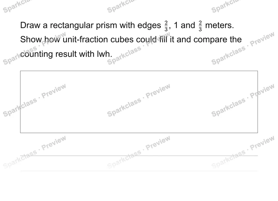 Use fractional edges and unit cubes for volume — Grade 6 problem preview