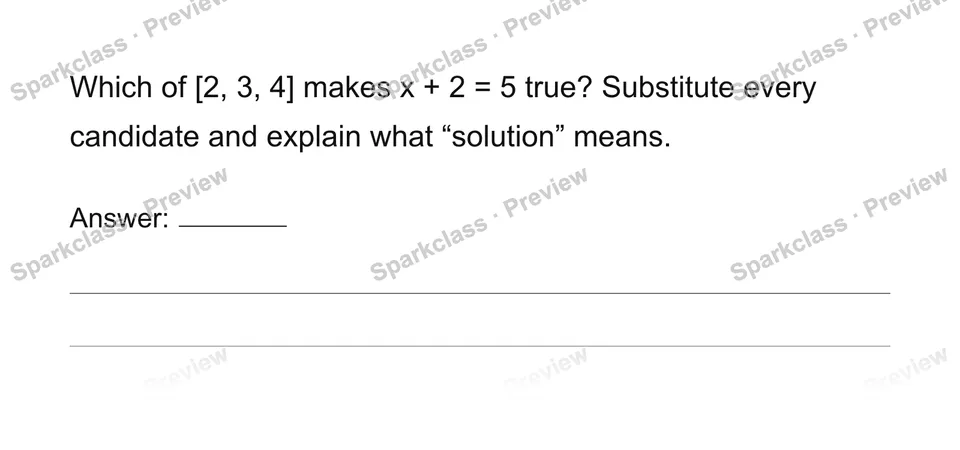 Understand and test solutions — Grade 6 problem preview