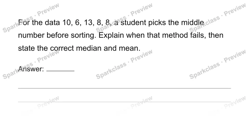 Compute and interpret mean and median — Grade 6 problem preview