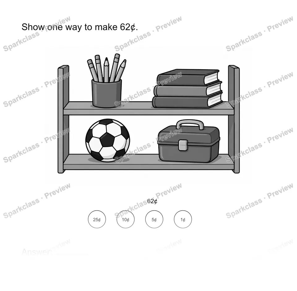Make an amount — Grade 2 problem preview