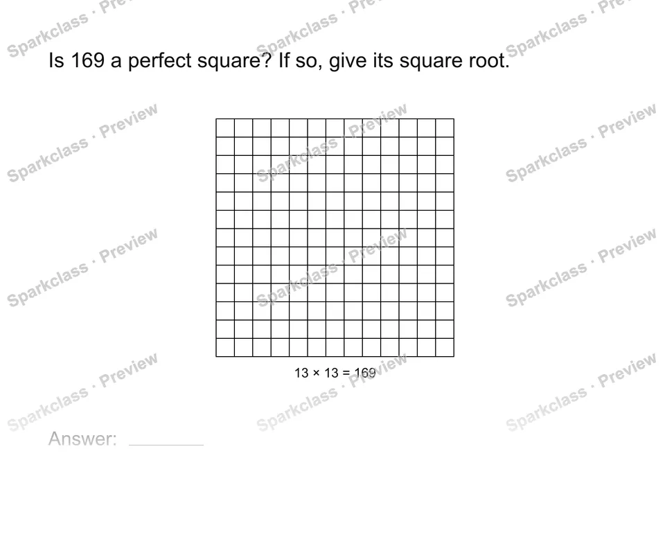 Identify perfect squares — Grade 8 problem preview