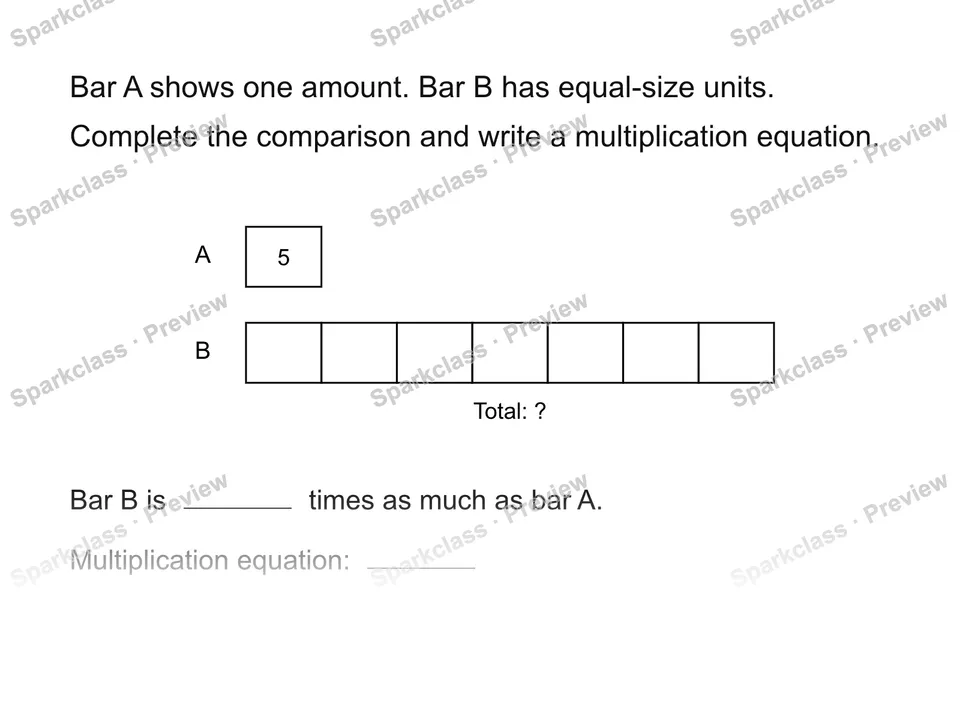 Describe a multiplicative comparison — Grade 4 problem preview
