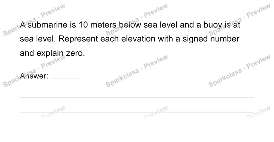 Interpret signed quantities and zero — Grade 6 problem preview