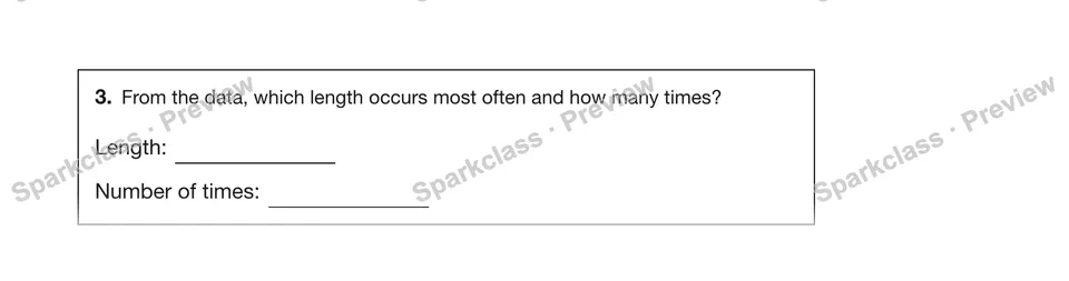 3.From the data, which length occurs most often and how many times? — Grade 5 problem preview