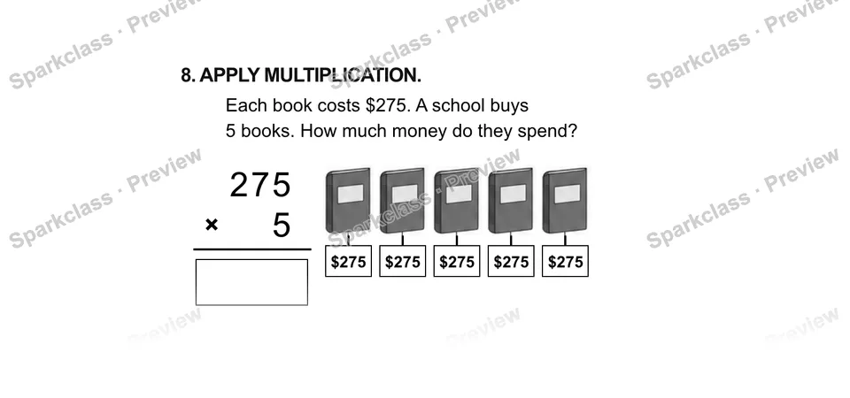 8.Apply multiplication. — Grade 5 problem preview