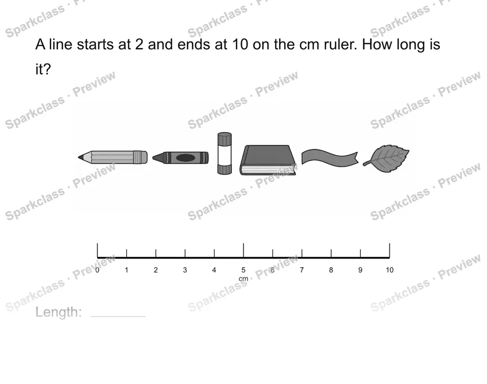 Read the ruler — Grade 2 problem preview