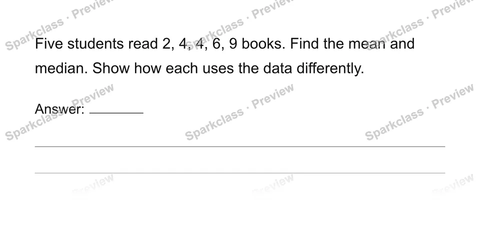 Compute and interpret mean and median — Grade 6 problem preview