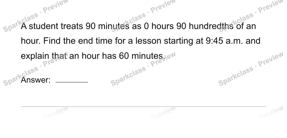 Calculate elapsed time — Grade 4 problem preview