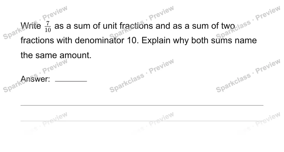Decompose a fraction in two ways — Grade 4 problem preview