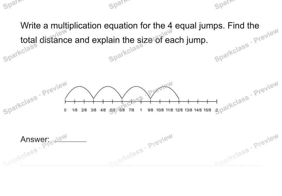 Read repeated fraction jumps — Grade 4 problem preview