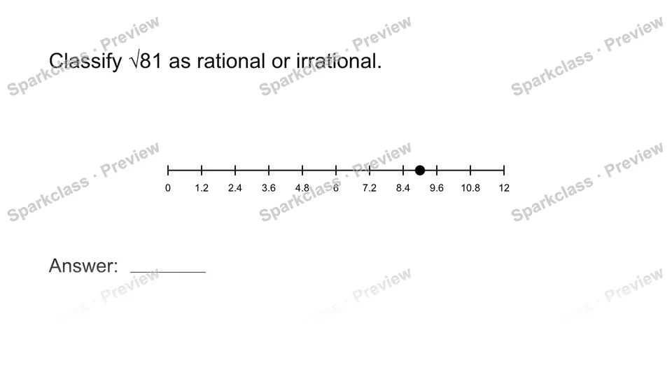 Classify rational and irrational numbers — Grade 8 problem preview