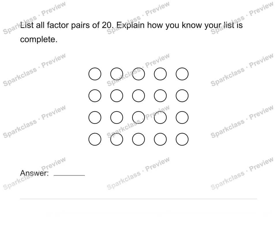 Find all factor pairs — Grade 4 problem preview