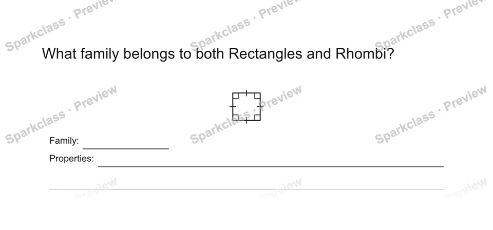 What family belongs to both Rectangles and Rhombi? — Grade 5 problem preview