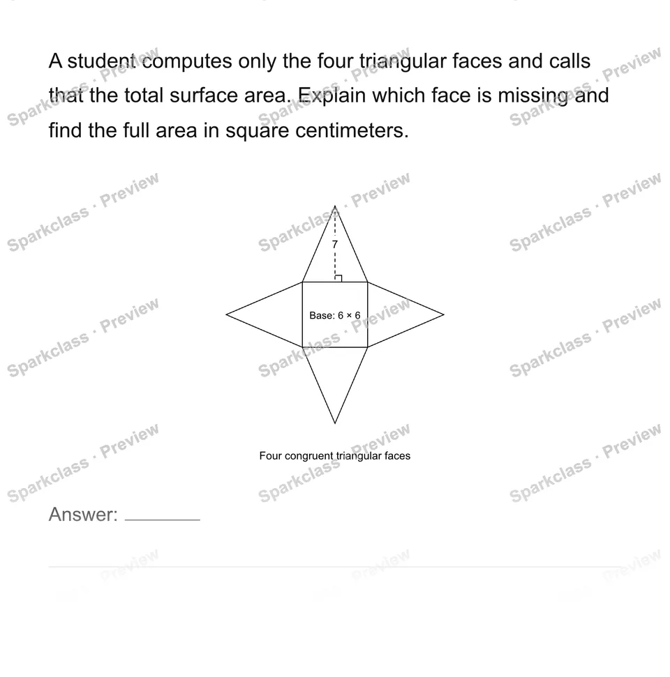 Use triangle-and-rectangle nets for surface area — Grade 6 problem preview