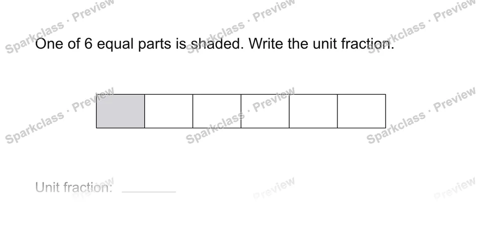 Name a unit fraction — Grade 3 problem preview