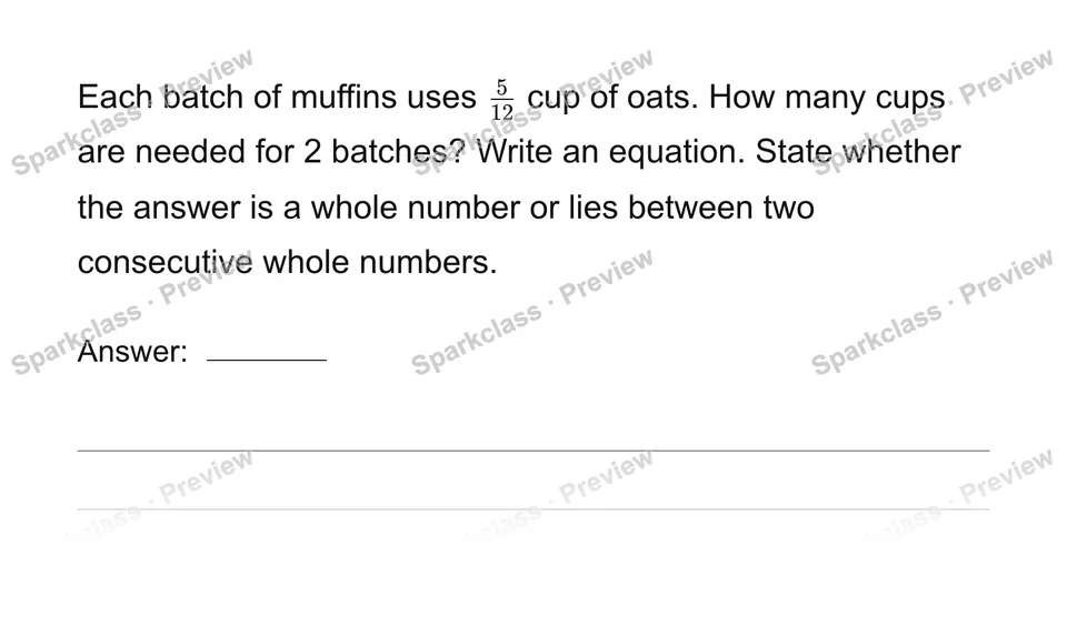 Solve fraction multiplication stories — Grade 4 problem preview