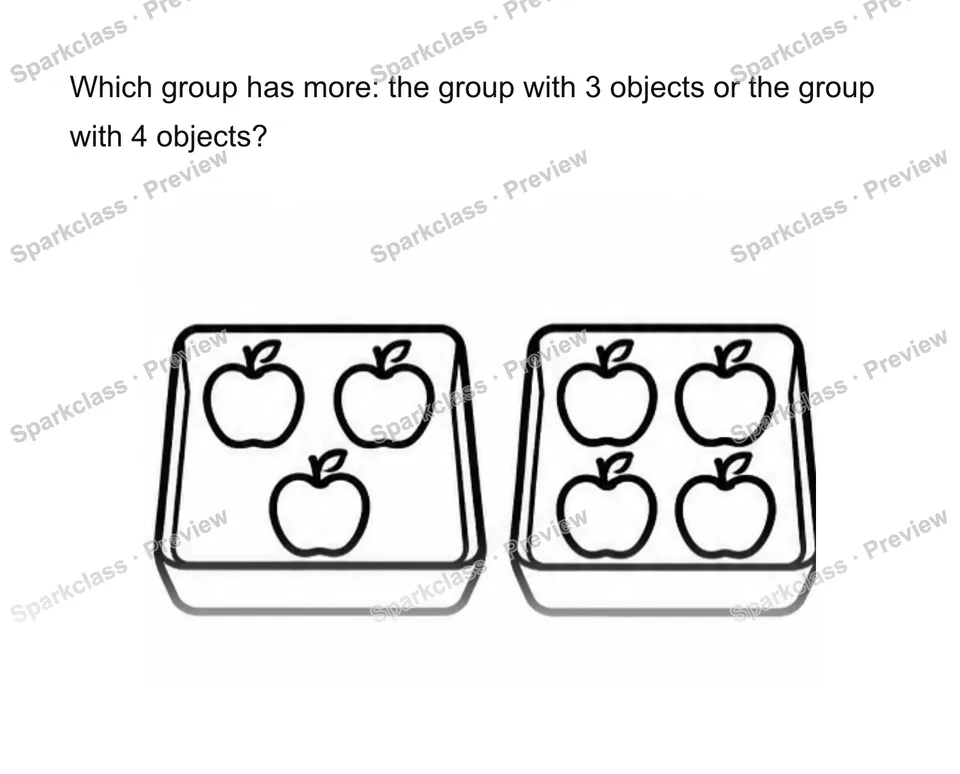 Compare groups more/fewer/same — Kindergarten problem preview
