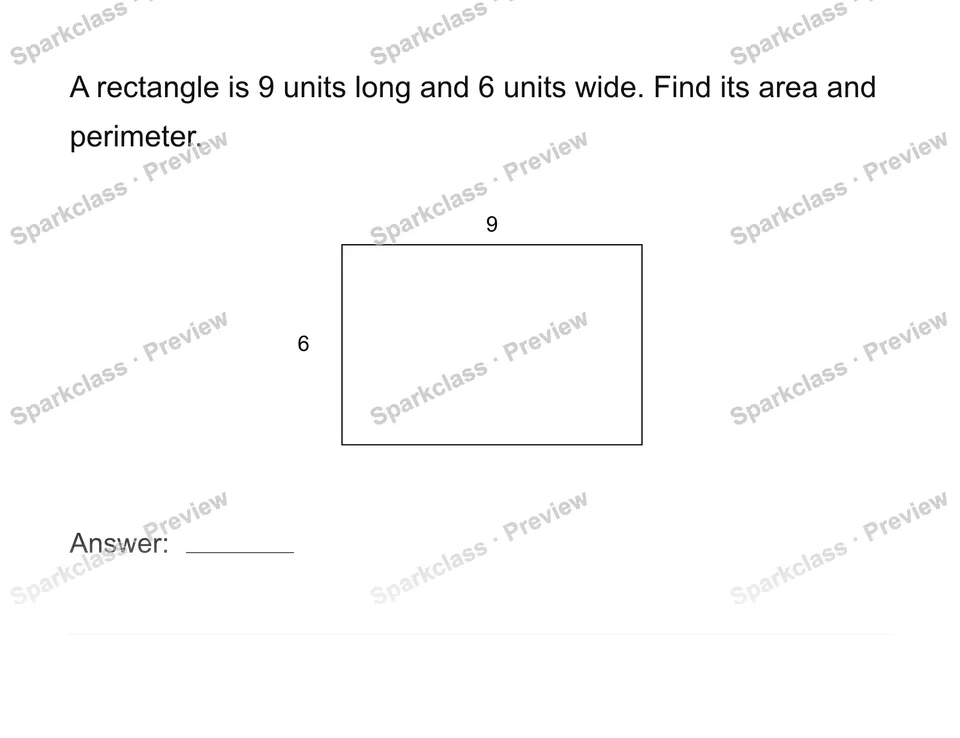 Use rectangle area and perimeter — Grade 4 problem preview
