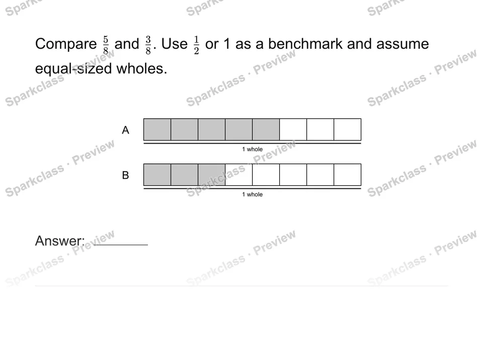 Compare using benchmarks — Grade 4 problem preview
