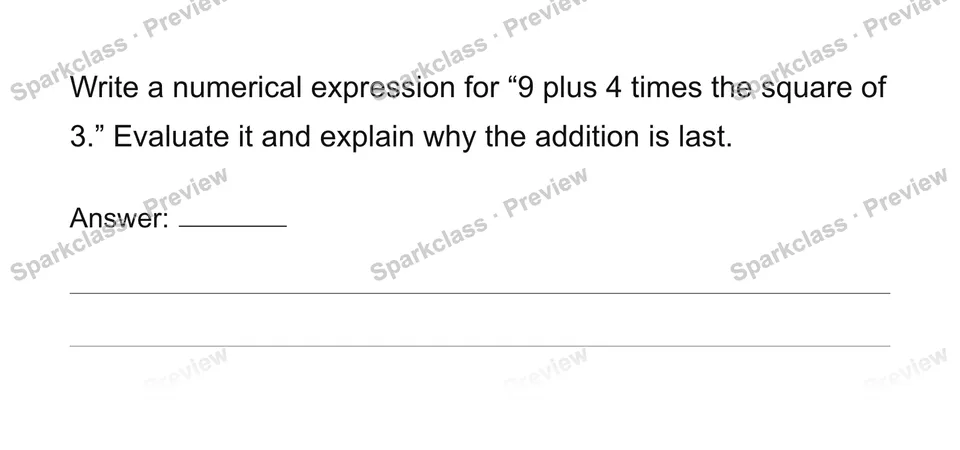 Use conventional order of operations — Grade 6 problem preview