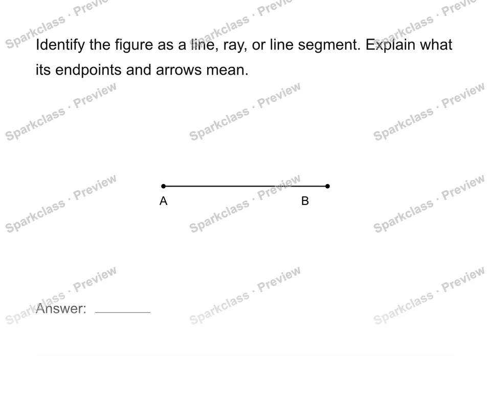 Identify lines, rays, segments and angles — Grade 4 problem preview