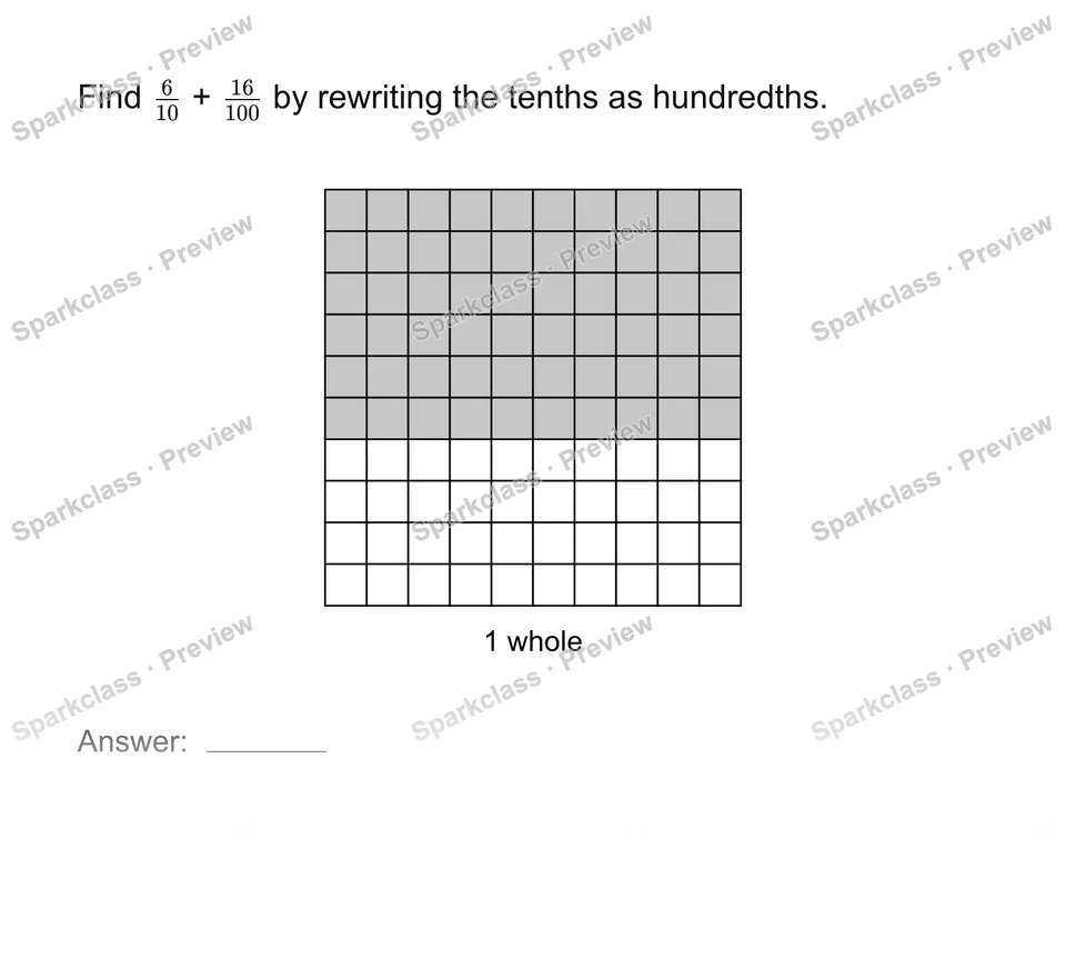 Add tenths and hundredths — Grade 4 problem preview