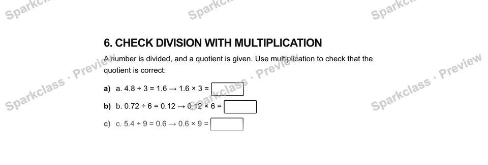 6.Check division with multiplication — Grade 5 problem preview