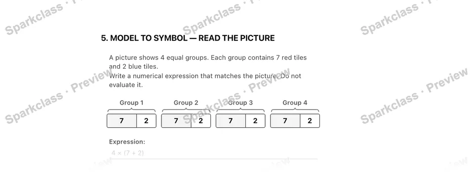 5. Model to symbol — Read the picture — Grade 5 problem preview