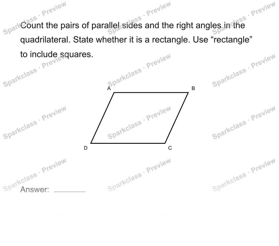Classify quadrilaterals by properties — Grade 4 problem preview