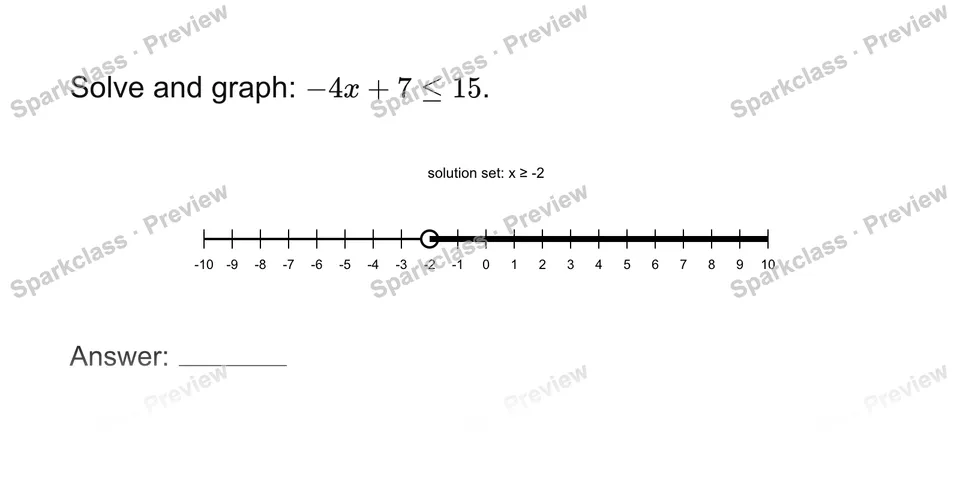 Solve a two-step inequality — Grade 7 problem preview