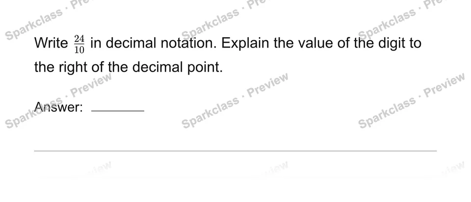 Write tenths as decimals — Grade 4 problem preview