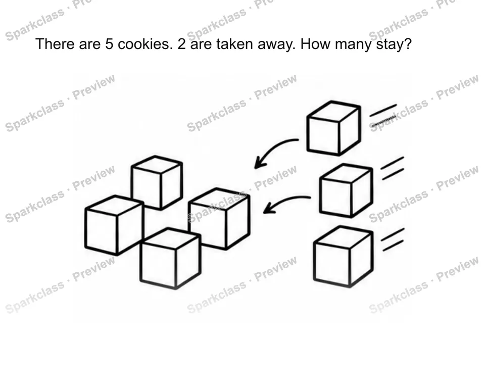 Solve take-away result-unknown stories — Kindergarten problem preview